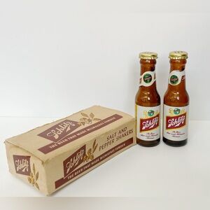 Vintage 1952 Schlitz Beer Glass Salt And Pepper Shakers With Box Collectable